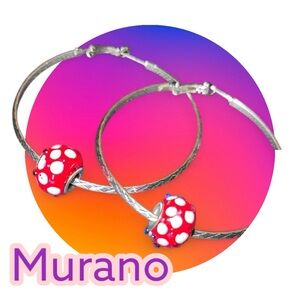 Murano Glass Red and White Handmade Earrings